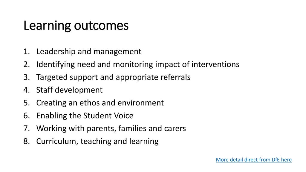 learning outcomes learning outcomes