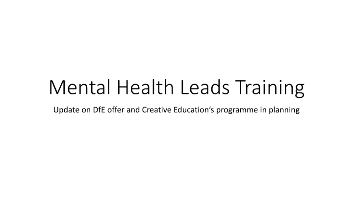 mental health leads training