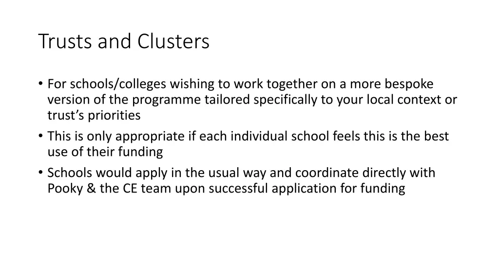 trusts and clusters