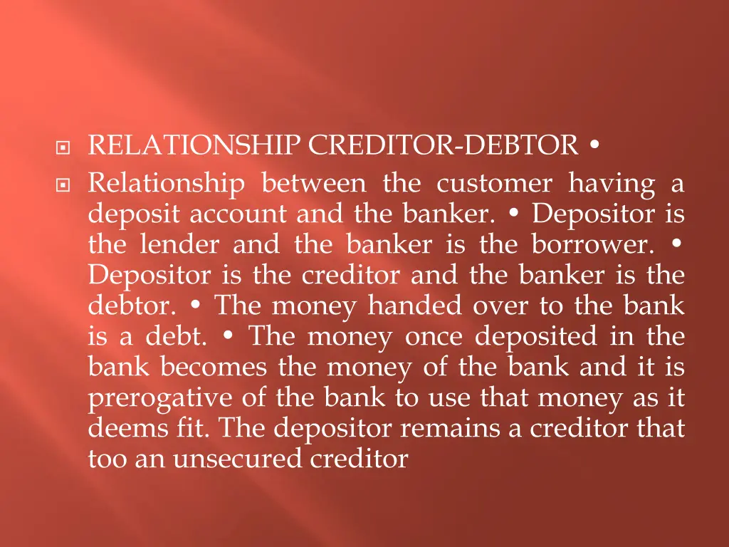 relationship creditor debtor relationship between