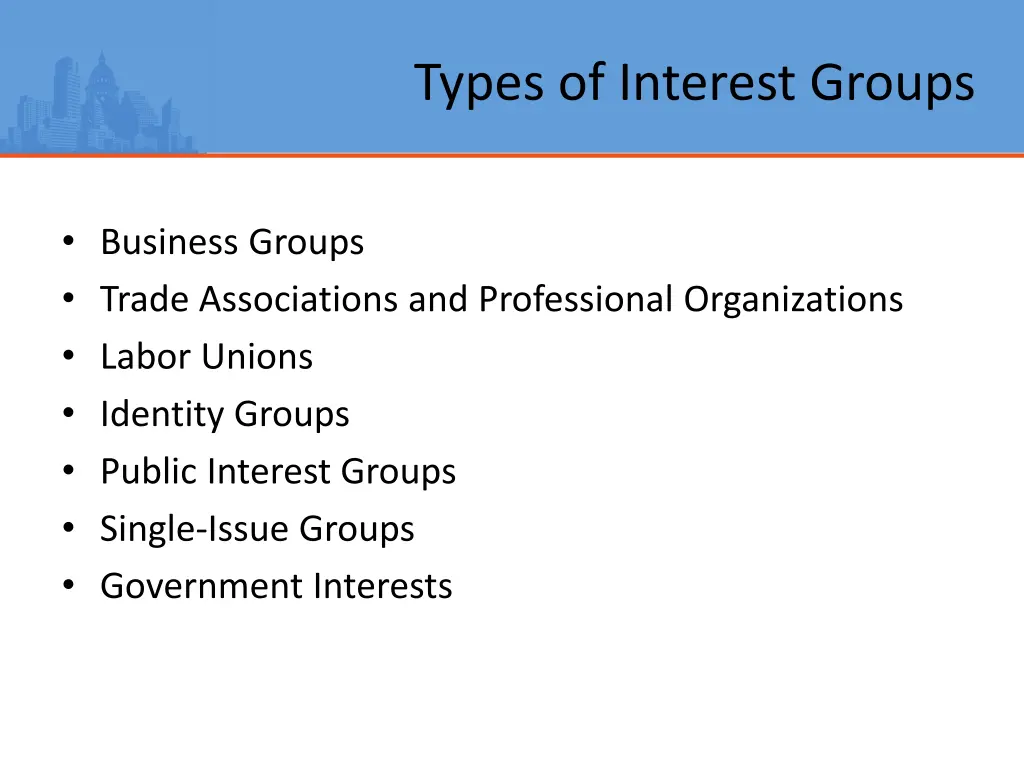 types of interest groups