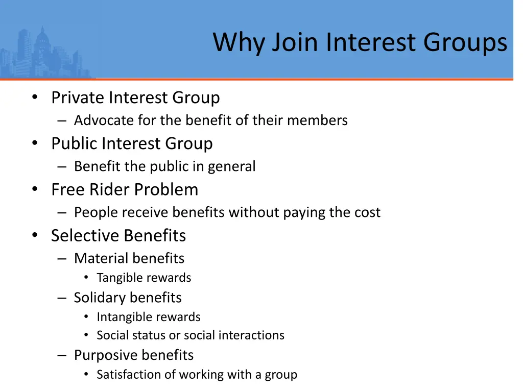 why join interest groups