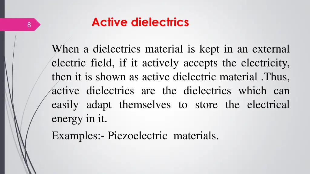 active dielectrics