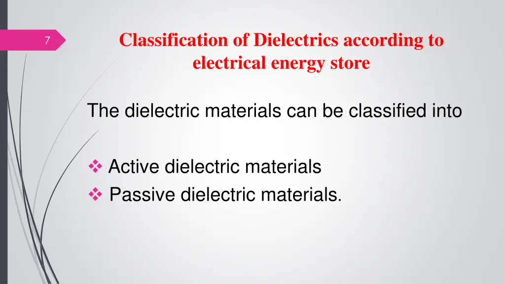 classification of dielectrics according