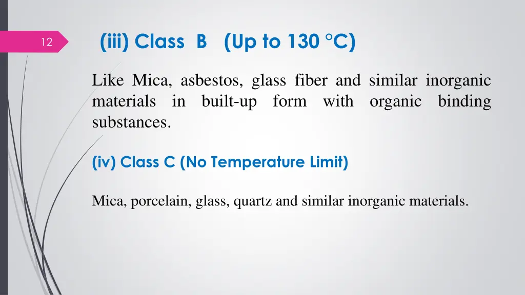 iii class b up to 130 c