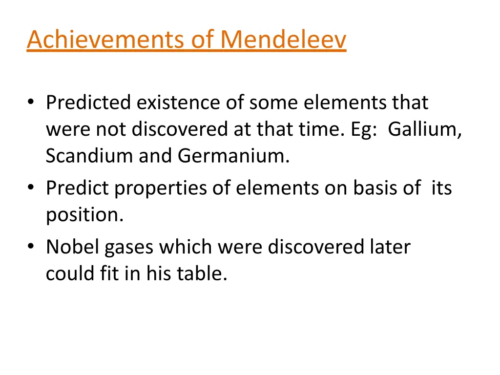 achievements of mendeleev