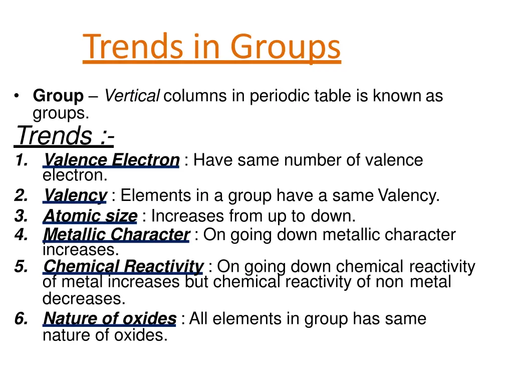 trends in groups