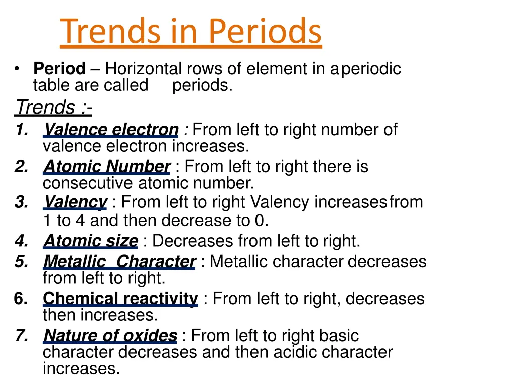 trends in periods period horizontal rows