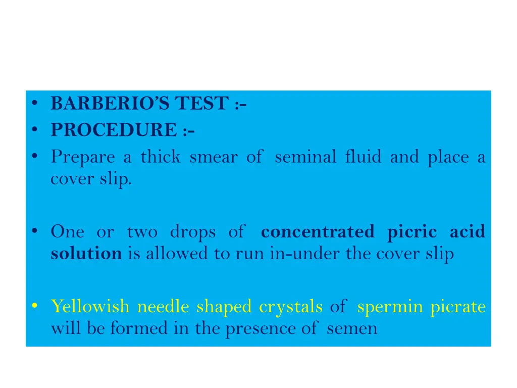 barberio s test procedure prepare a thick smear