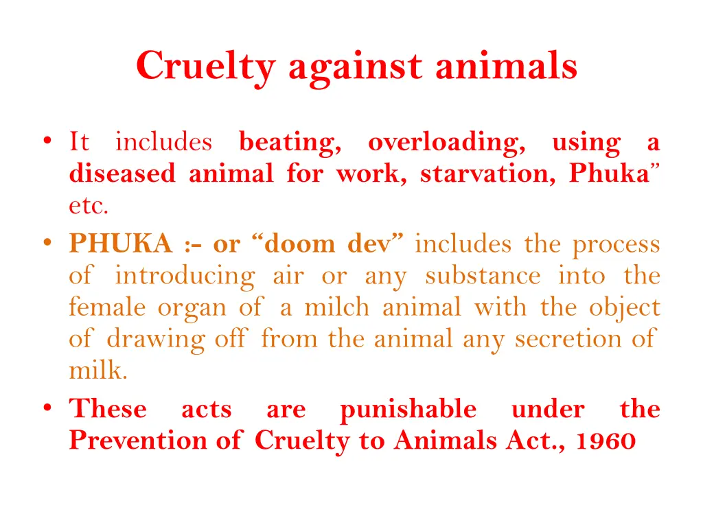 cruelty against animals