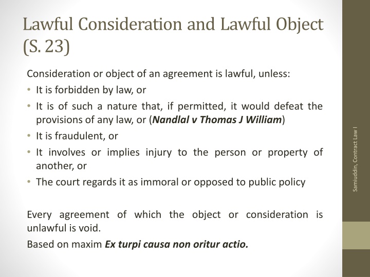 lawful consideration and lawful object s 23