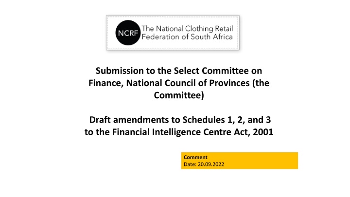 submission to the select committee on finance