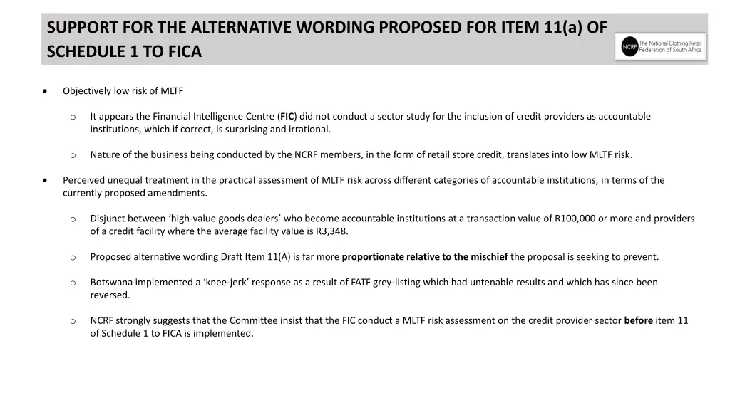 support for the alternative wording proposed