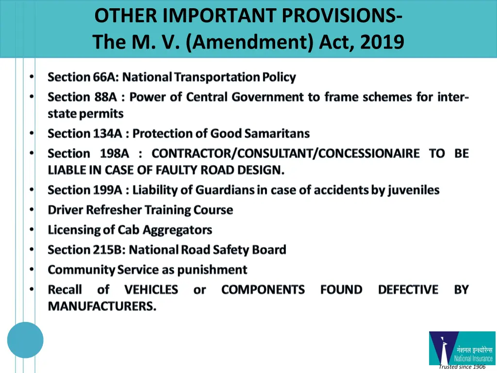 other important provisions the m v amendment