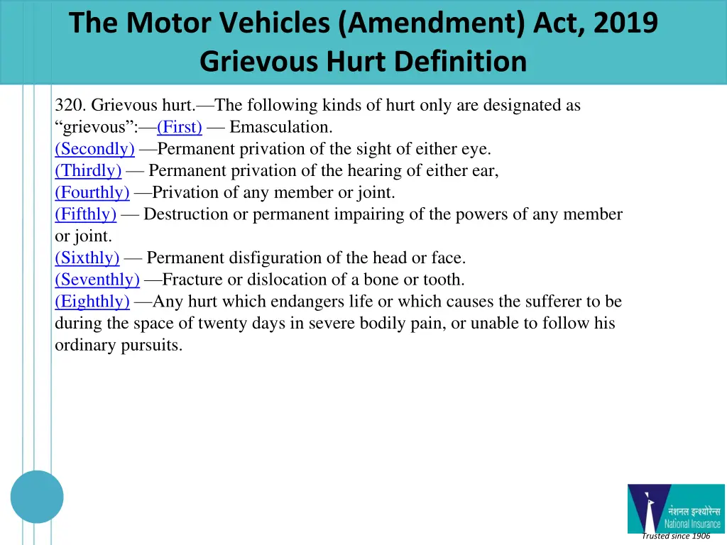 the motor vehicles amendment act 2019 grievous