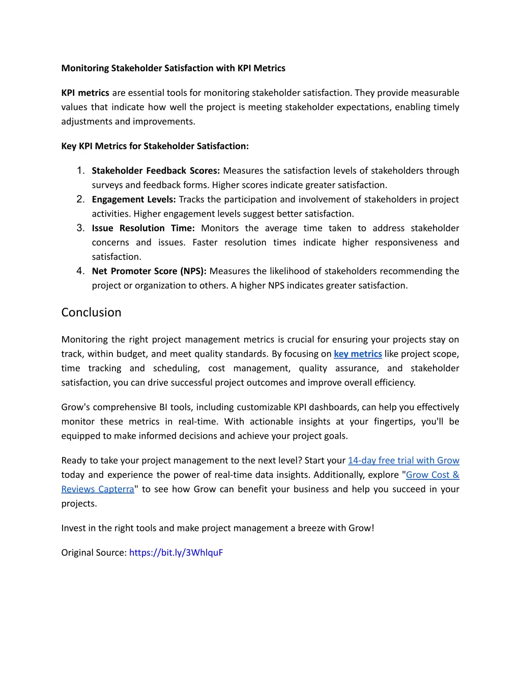 monitoring stakeholder satisfaction with