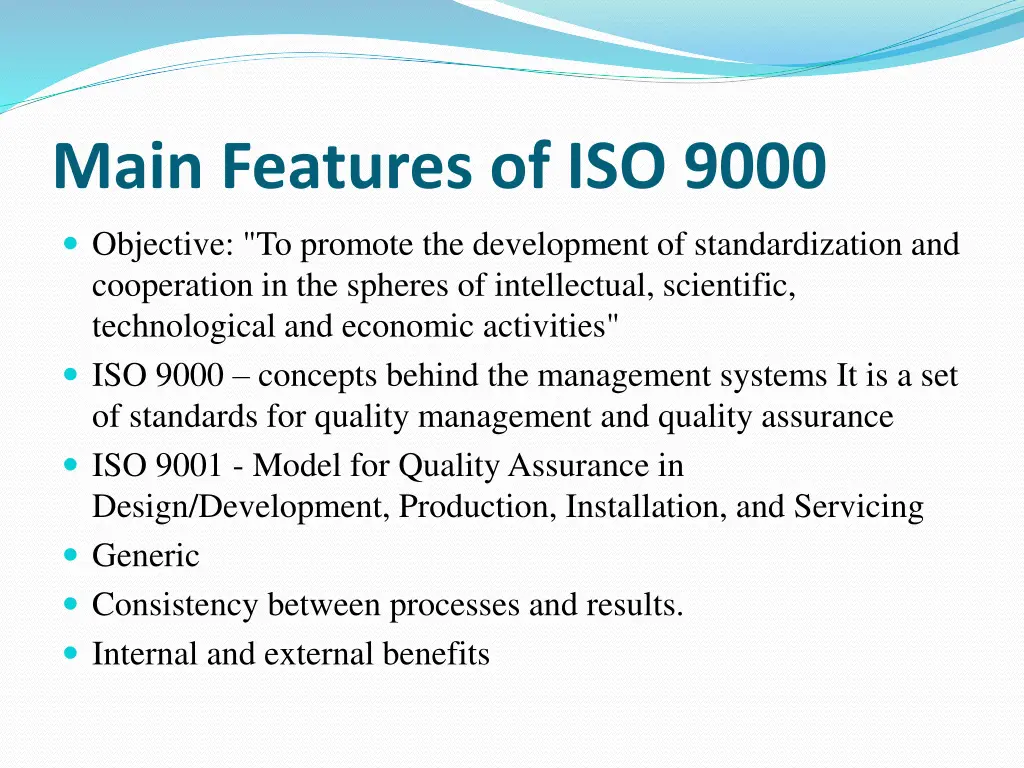 main features of iso 9000