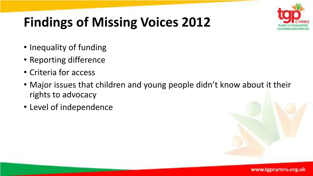 findings of missing voices 2012