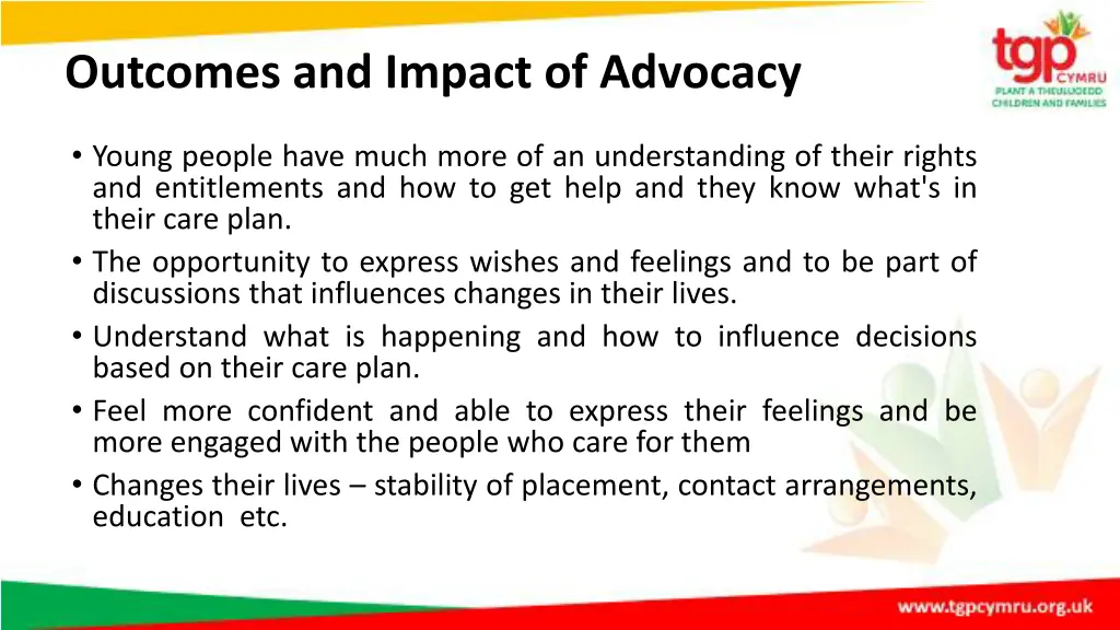 outcomes and impact of advocacy