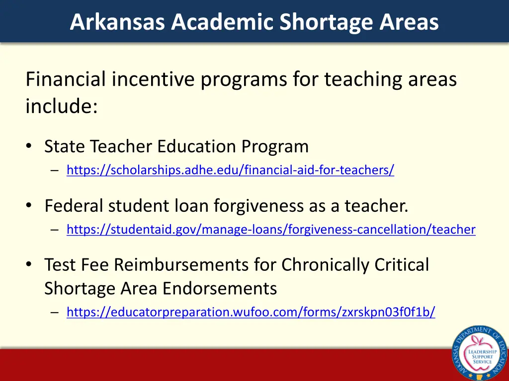 arkansas academic shortage areas 1