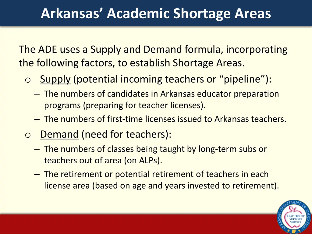 arkansas academic shortage areas 4