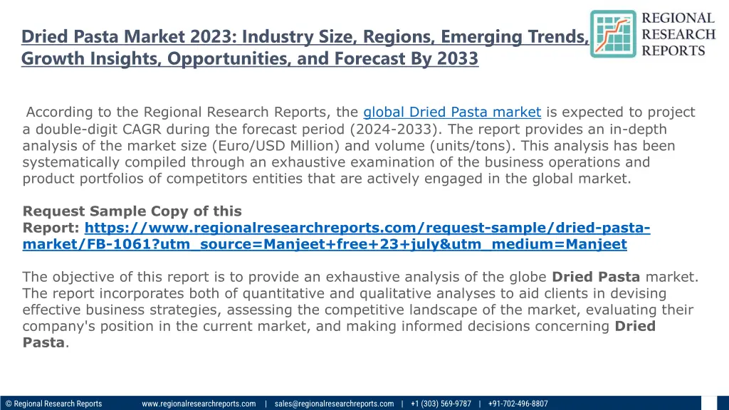 dried pasta market 2023 industry size regions