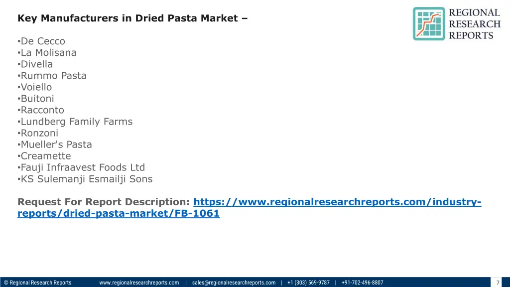 key manufacturers in dried pasta market