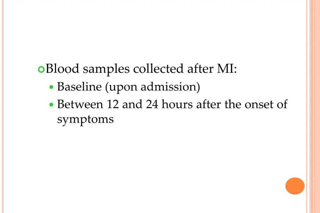 blood samples collected after mi