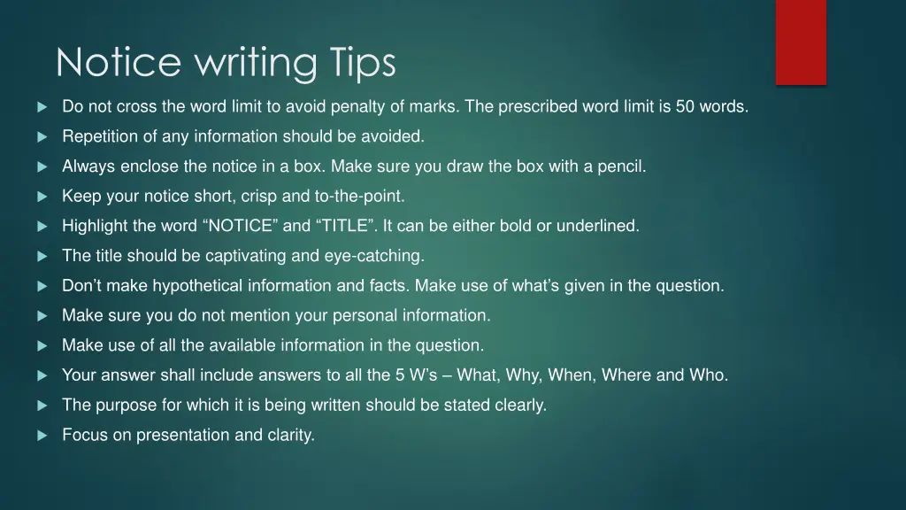 notice writing tips