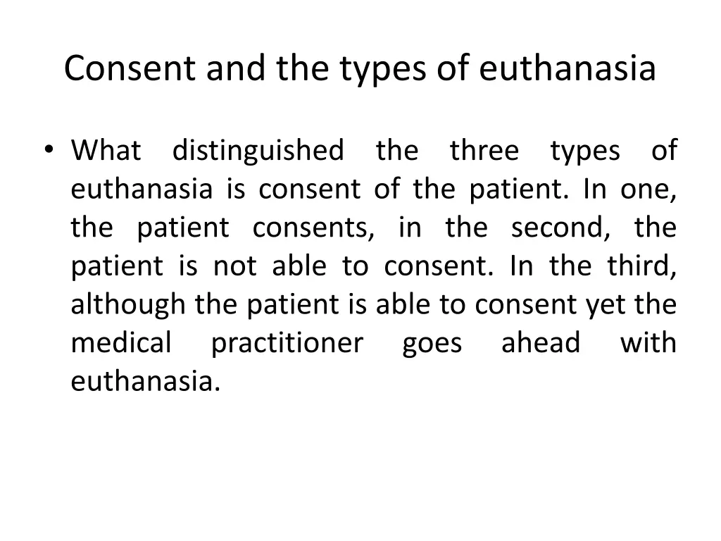 consent and the types of euthanasia