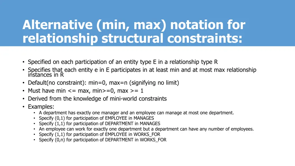 alternative min max notation for relationship