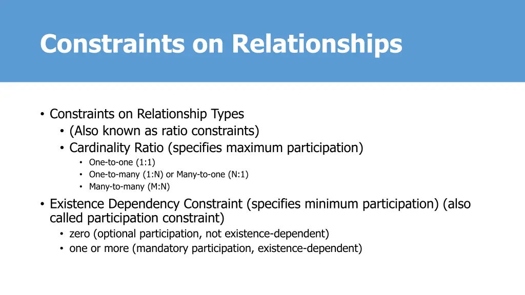 constraints on relationships