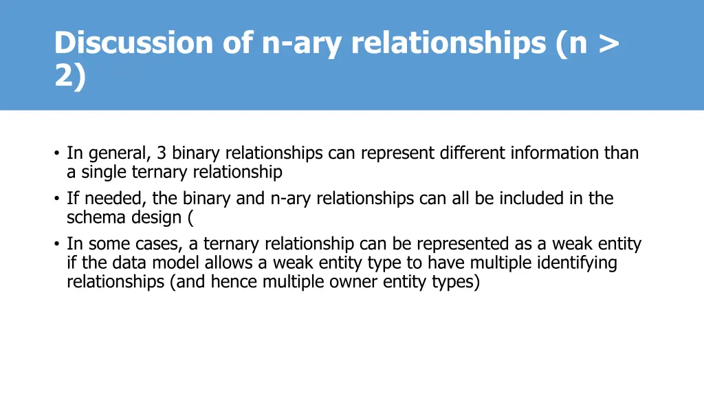 discussion of n ary relationships n 2