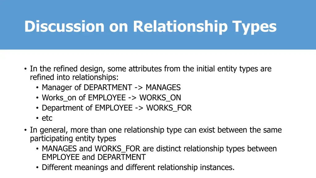 discussion on relationship types