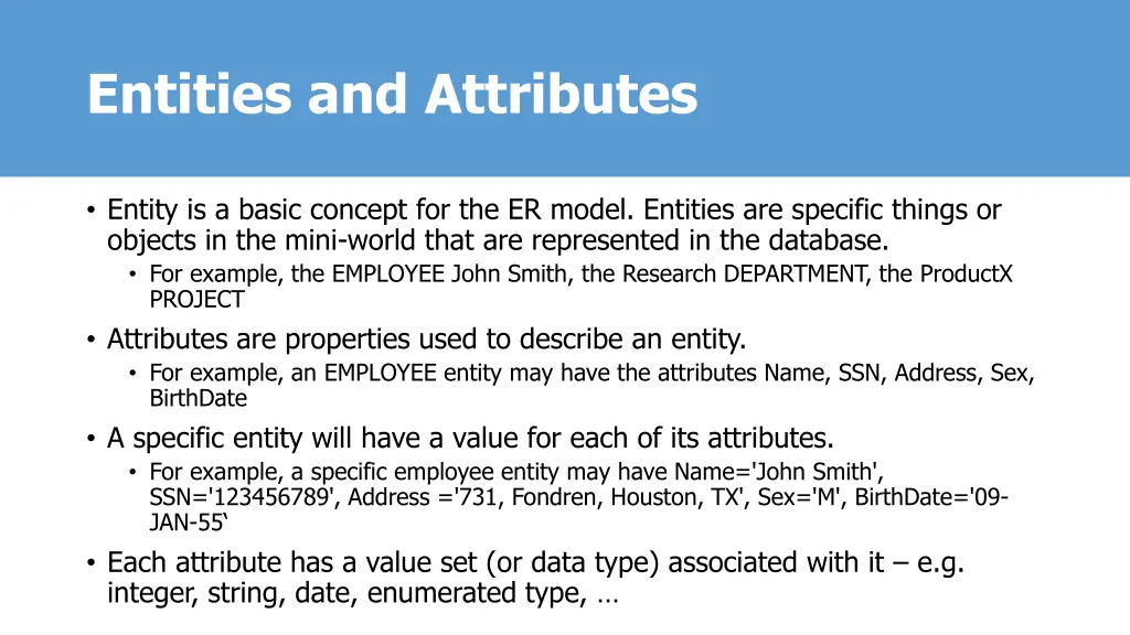 entities and attributes