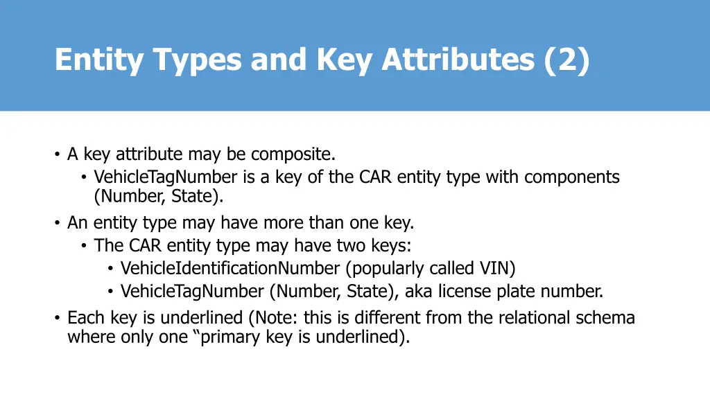 entity types and key attributes 2