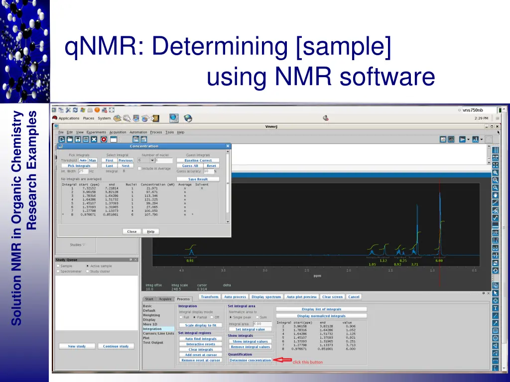 qnmr determining sample using nmr software