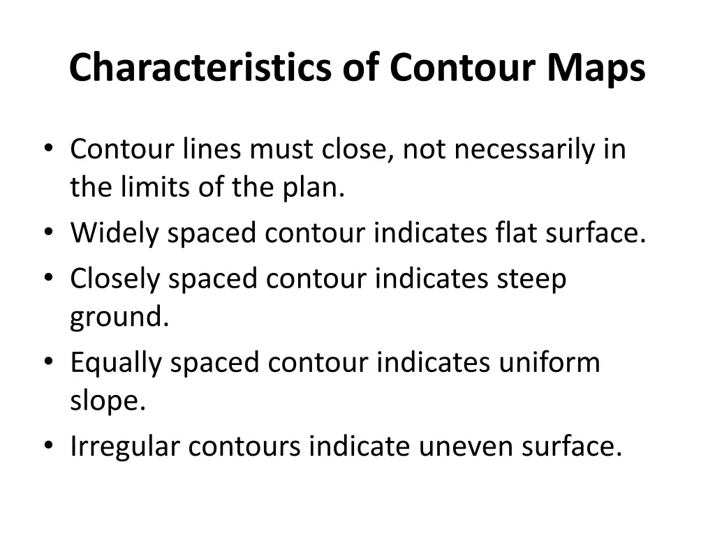 characteristics of contour maps