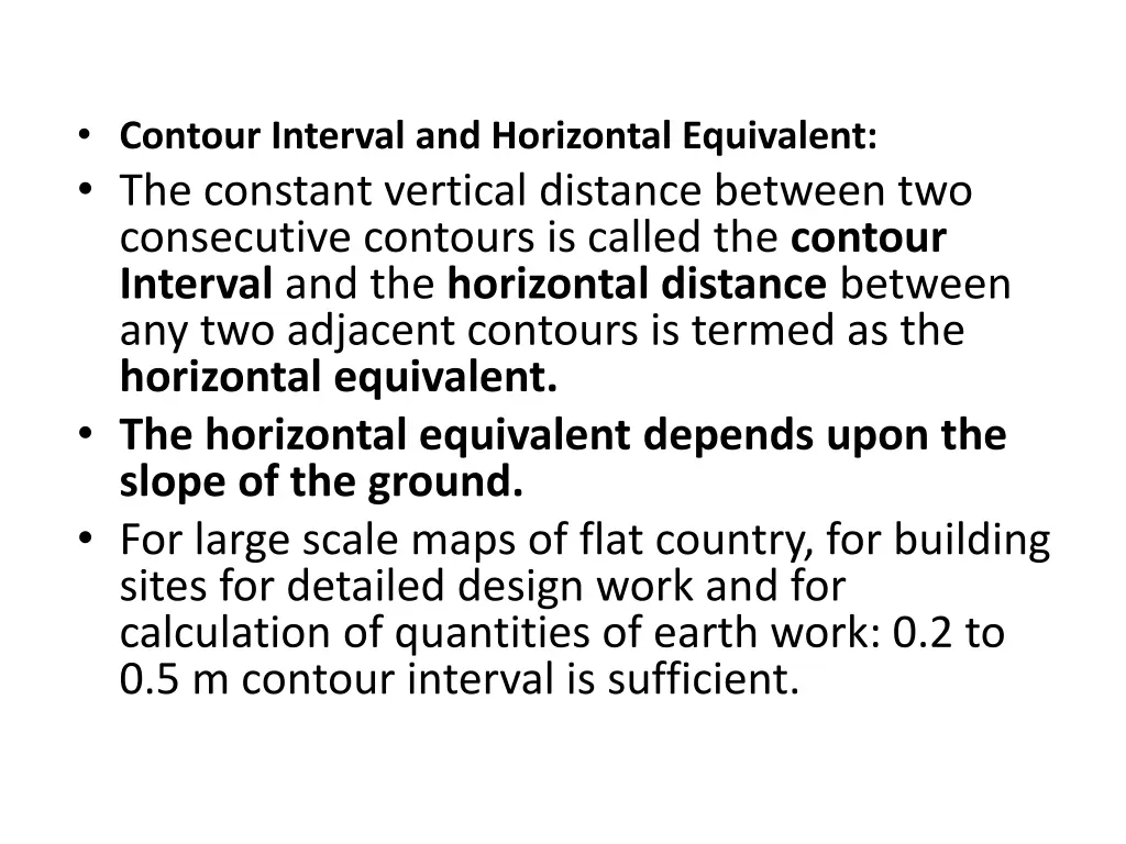 contour interval and horizontal equivalent