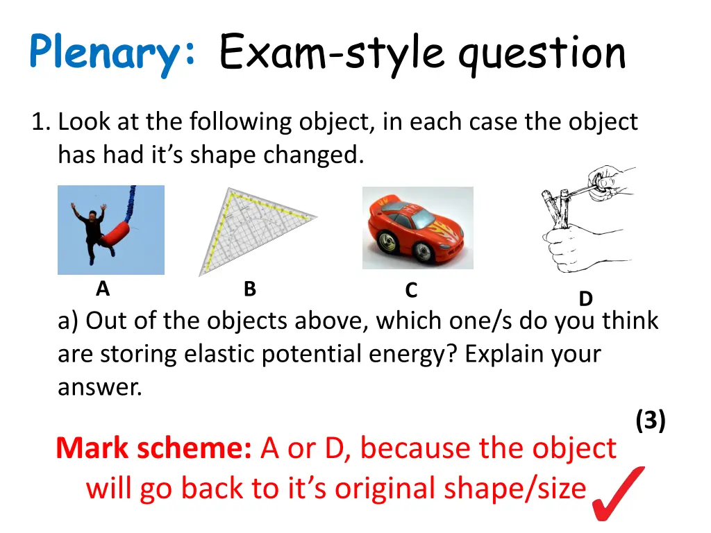 plenary exam style question