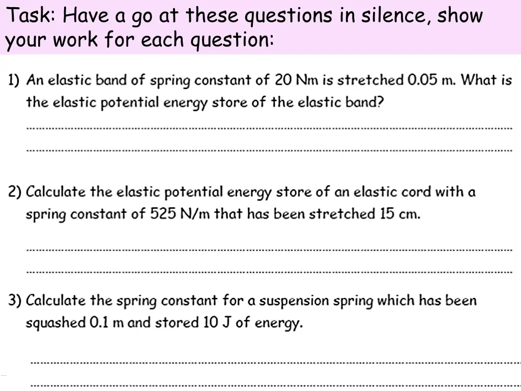 task have a go at these questions in silence show