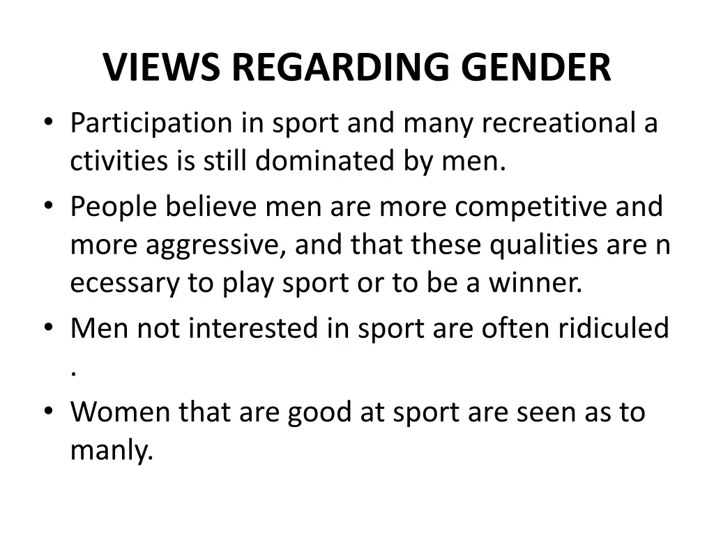 views regarding gender participation in sport