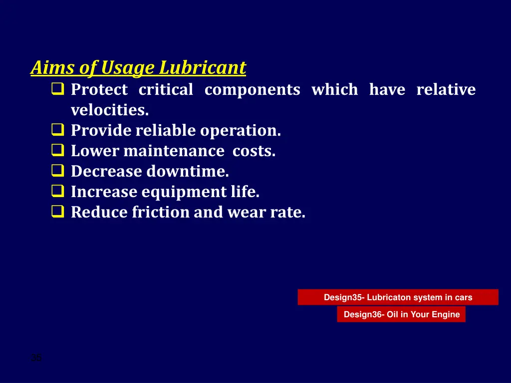 aims of usage lubricant protect critical