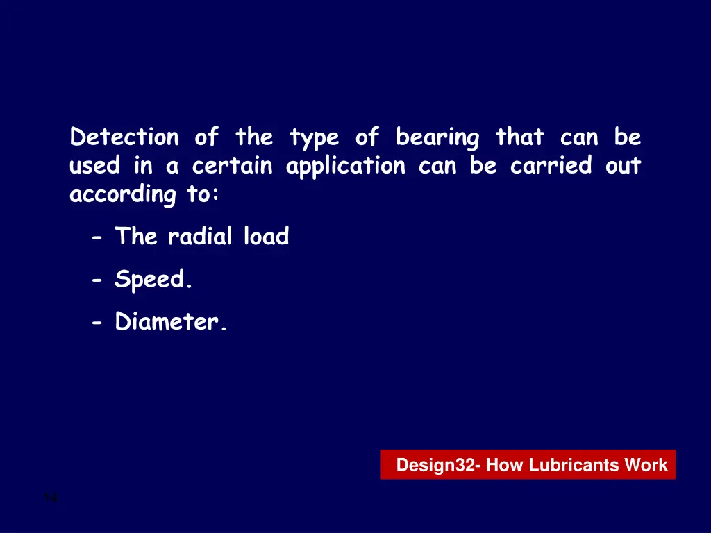 detection of the type of bearing that can be used