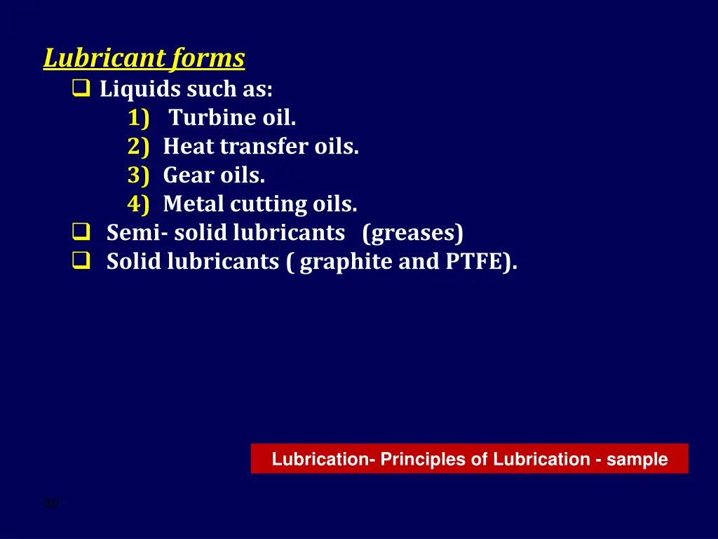 lubricant forms liquids such as 1 turbine