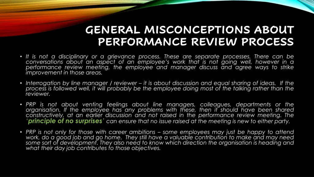 general misconceptions about performance review