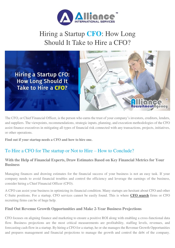 hiring a startup cfo how long should it take