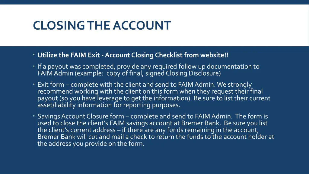 closing the account