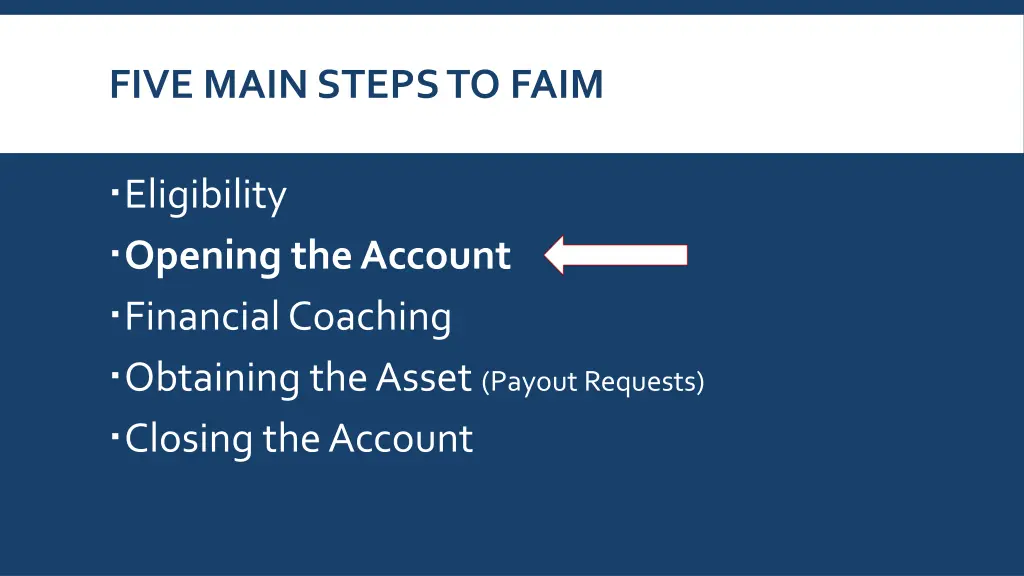 five main steps to faim 1