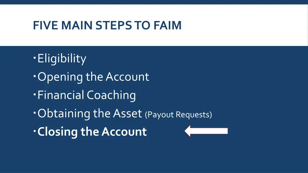 five main steps to faim 4